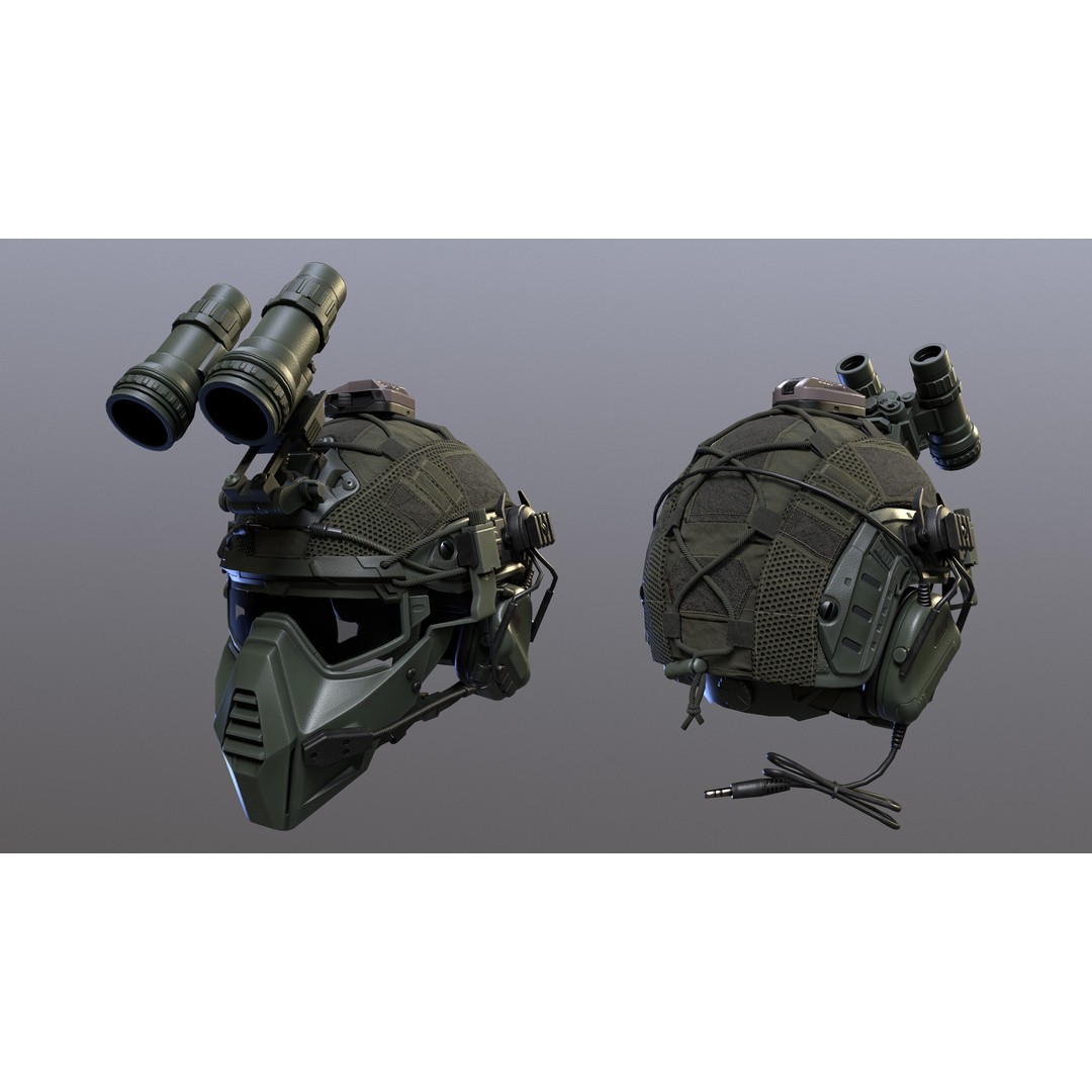 Tactical Helmet 3D Model – Low Poly Game-Ready Asset, FBX, OBJ - View 20
