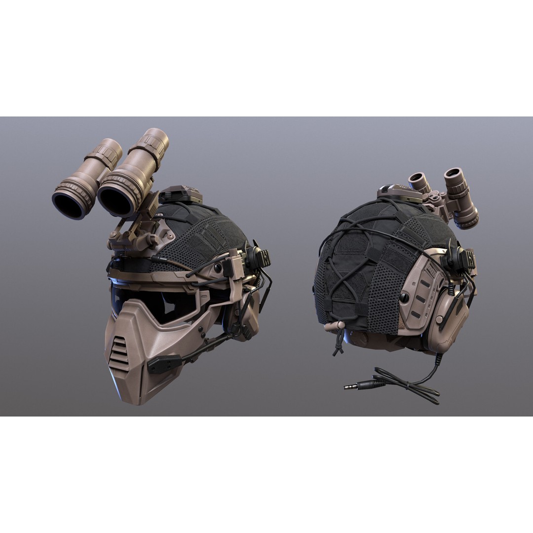 Tactical Helmet 3D Model – Low Poly Game-Ready Asset, FBX, OBJ - View 22