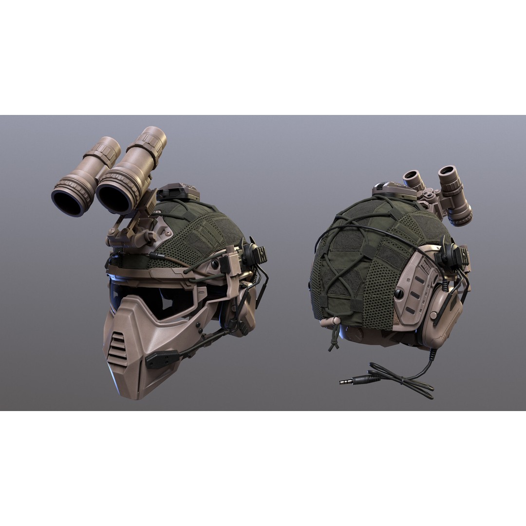 Tactical Helmet 3D Model – Low Poly Game-Ready Asset, FBX, OBJ - View 27