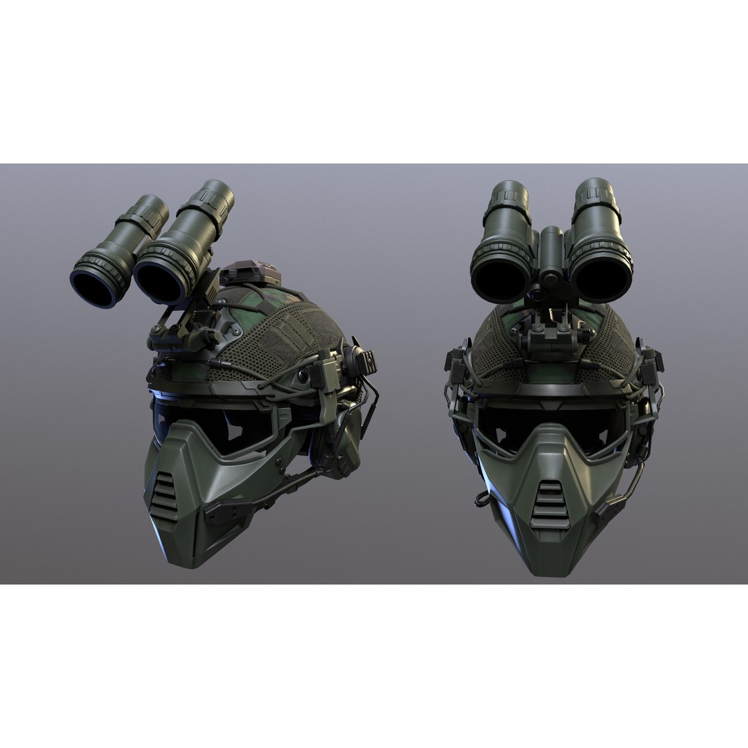 Tactical Helmet 3D Model – Low Poly Game-Ready Asset, FBX, OBJ - View 3