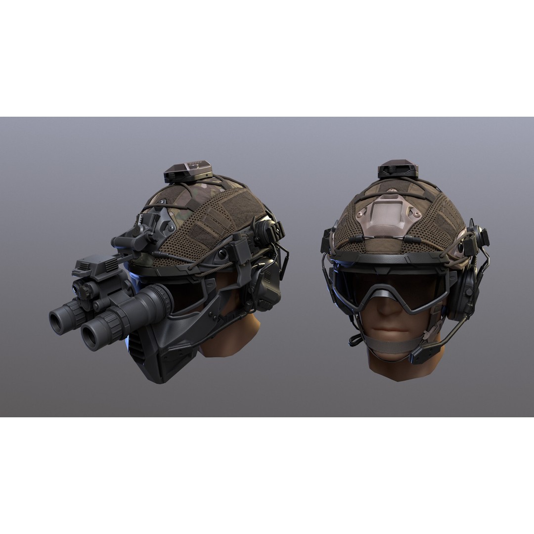Tactical Helmet 3D Model – Low Poly Game-Ready Asset, FBX, OBJ - View 30