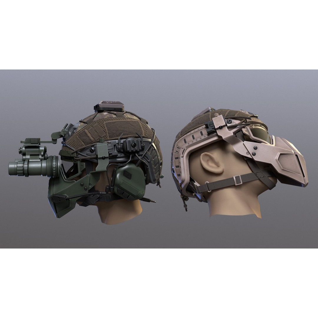Tactical Helmet 3D Model – Low Poly Game-Ready Asset, FBX, OBJ - View 34
