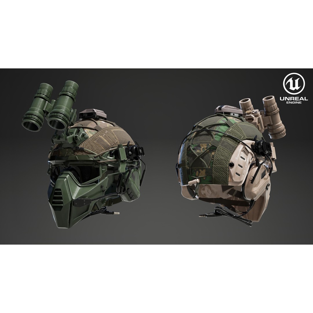 Tactical Helmet 3D Model – Low Poly Game-Ready Asset, FBX, OBJ - View 35