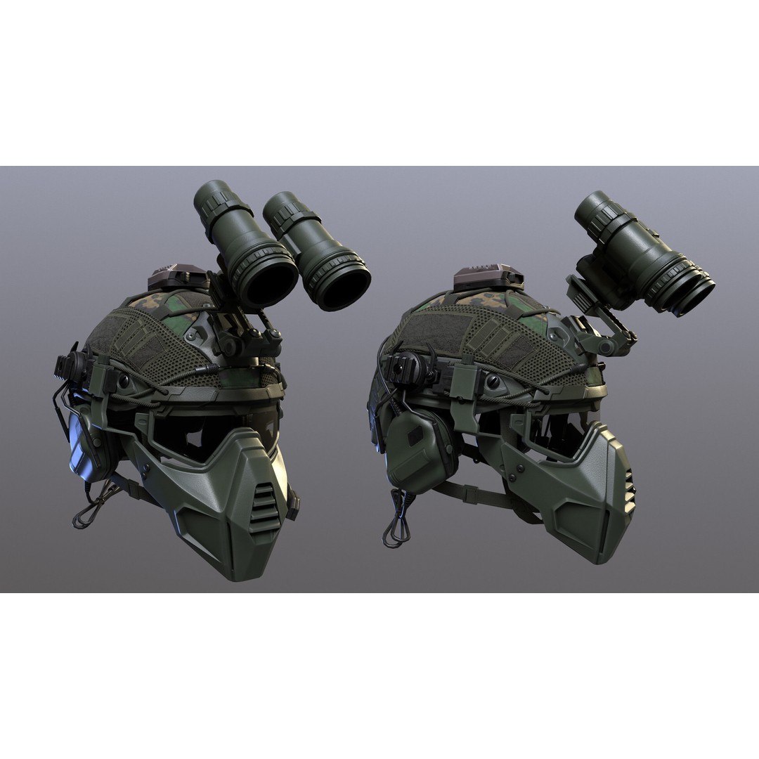 Tactical Helmet 3D Model – Low Poly Game-Ready Asset, FBX, OBJ - View 4