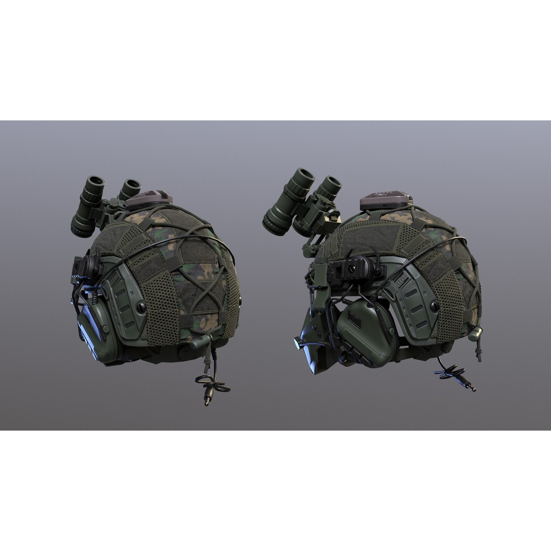 Tactical Helmet 3D Model – Low Poly Game-Ready Asset, FBX, OBJ - View 7