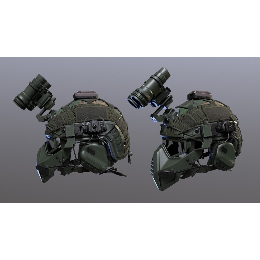 Tactical Helmet 3D Model – Low Poly Game-Ready Asset, FBX, OBJ - View 8