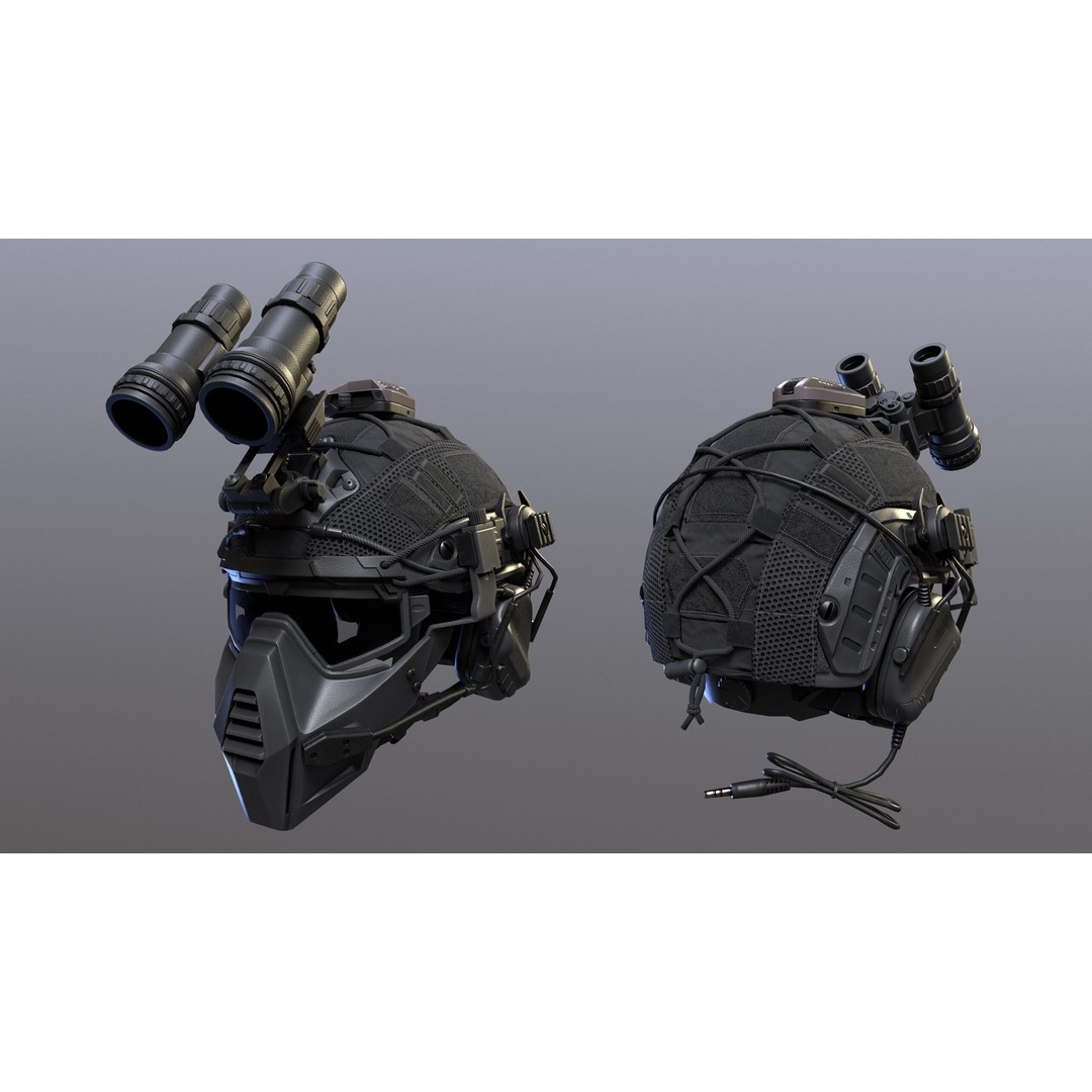 Tactical Helmet 3D Model – Low Poly Game-Ready Asset, FBX, OBJ - View 9
