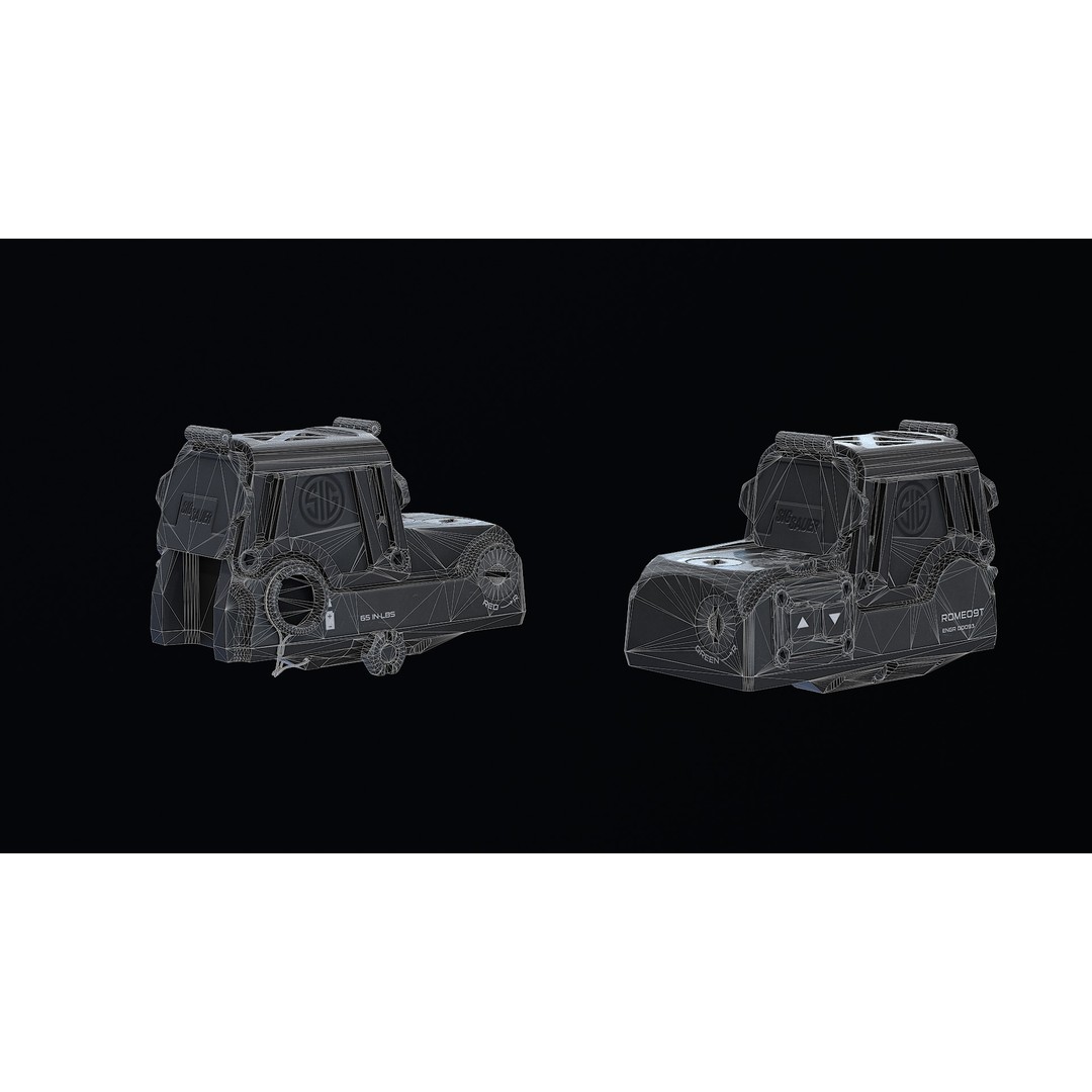 SIG Sauer ROMEO9T Red Dot 3D Model – Low Poly Military Gun Asset, FBX