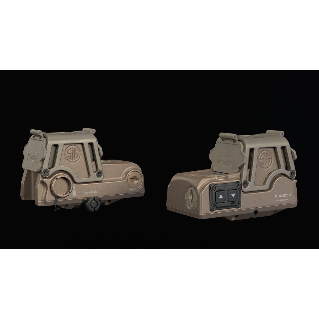 SIG Sauer ROMEO9T Red Dot 3D Model – Low Poly Military Gun Asset, FBX - View 9