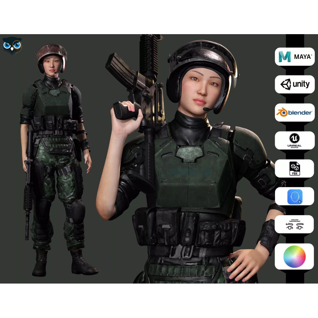 Noi 3D Model – Low Poly Female Character, Game Ready, Rigged - View 2