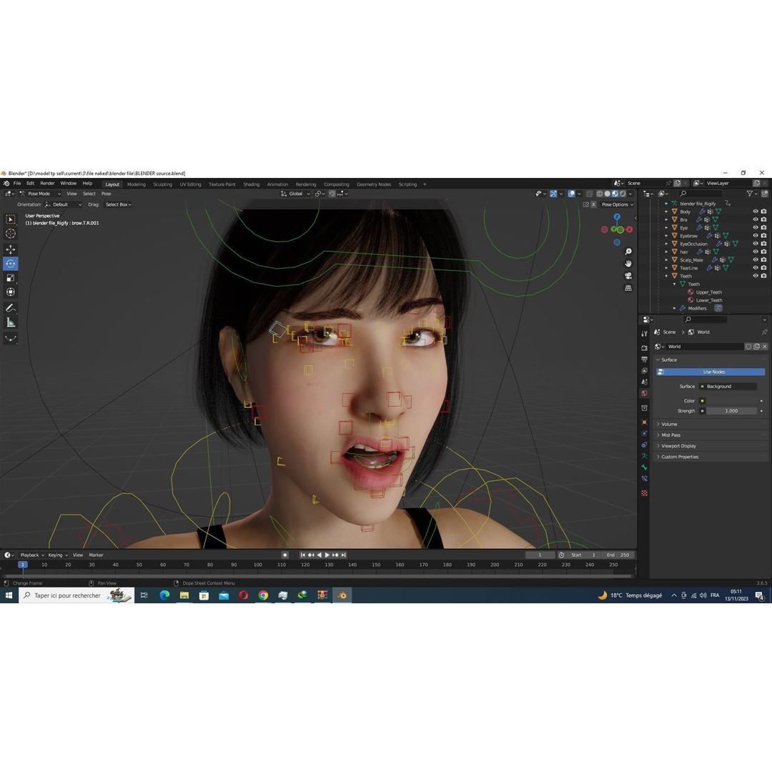 Noi 3D Model – Low Poly Female Character, Game Ready, Rigged - View 34