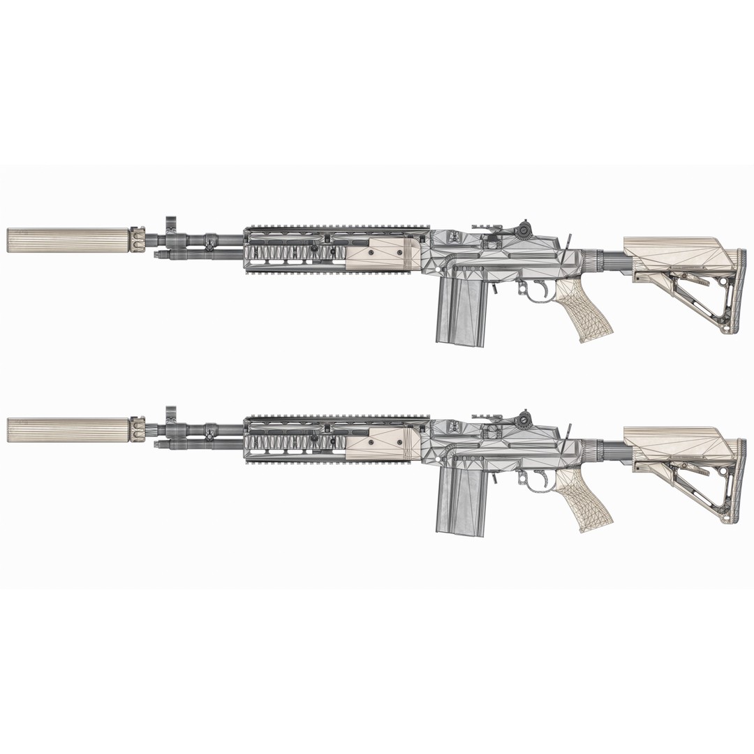 MK14 MOD1 Enhanced Battle Rifle 3D Model – Game Ready PBR Asset, FBX - View 17