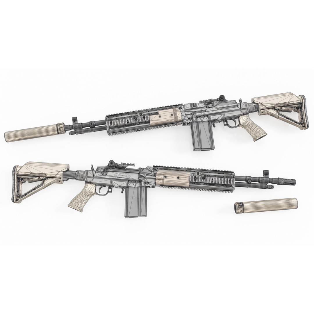 MK14 MOD1 Enhanced Battle Rifle 3D Model – Game Ready PBR Asset, FBX - View 3