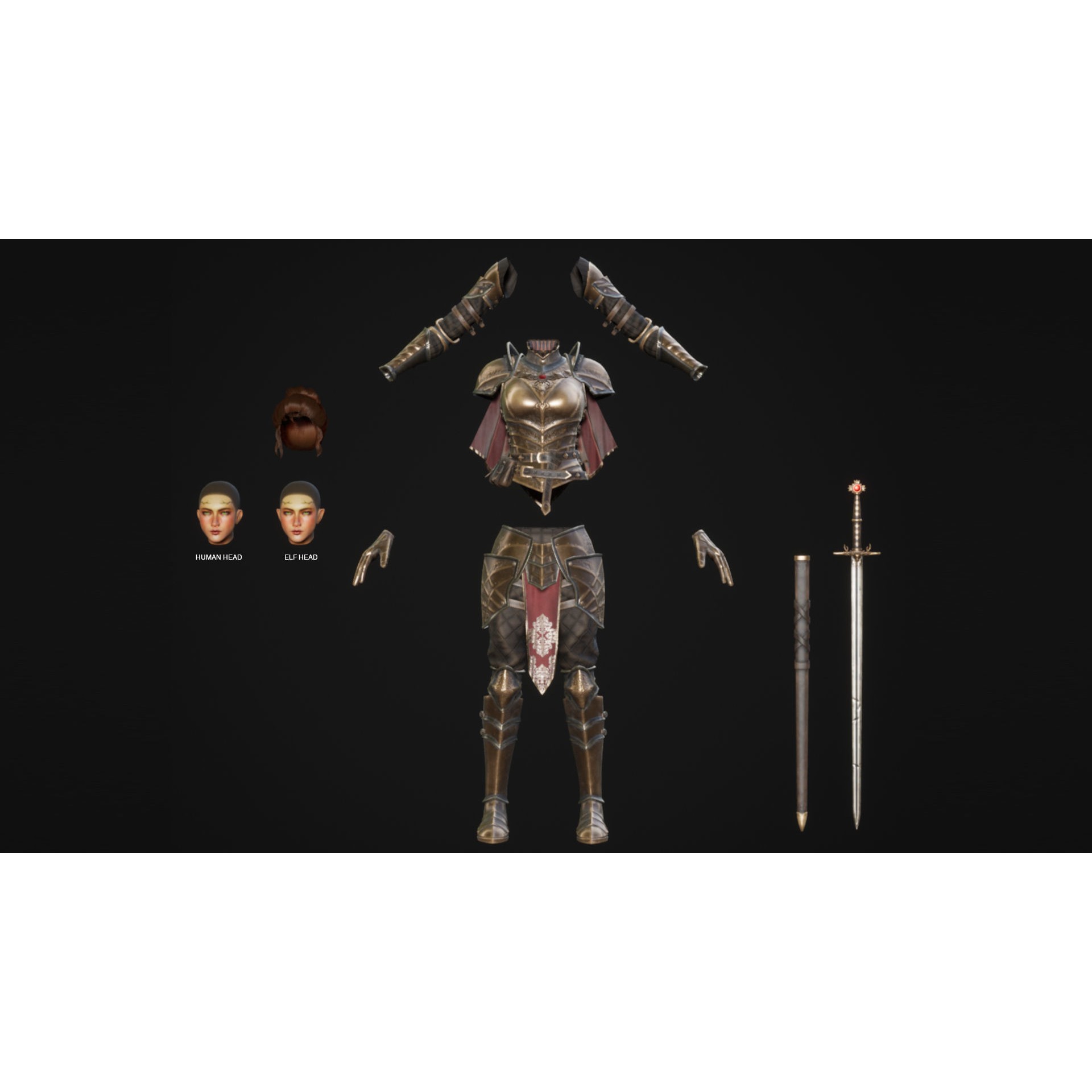 Sentinel Female Knight - Low-Poly Game-Ready 3D Model