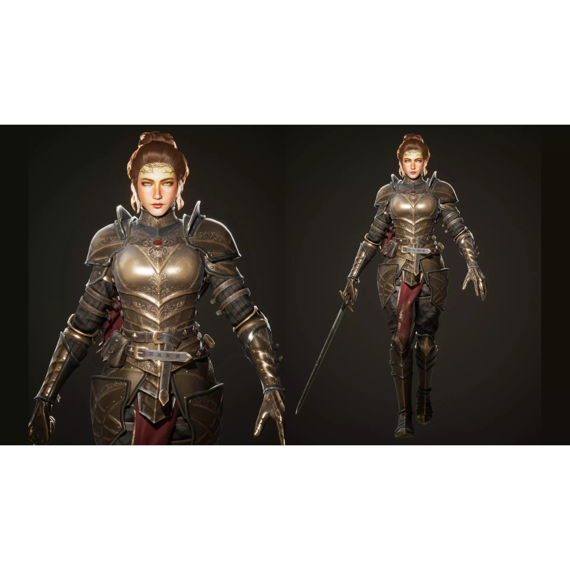Sentinel Female Knight - Low-Poly Game-Ready 3D Model - View 2