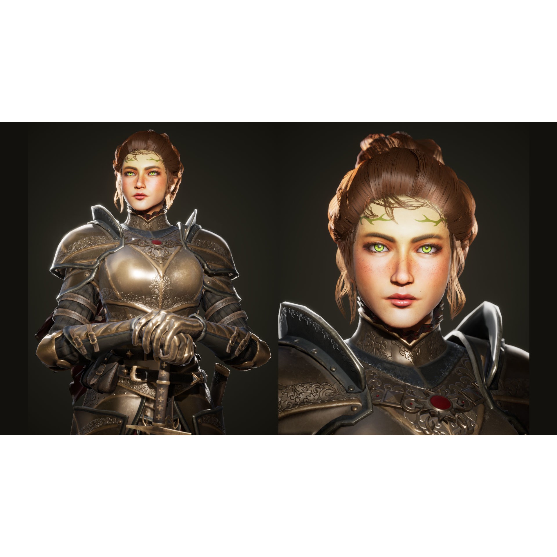 Sentinel Female Knight - Low-Poly Game-Ready 3D Model - View 3