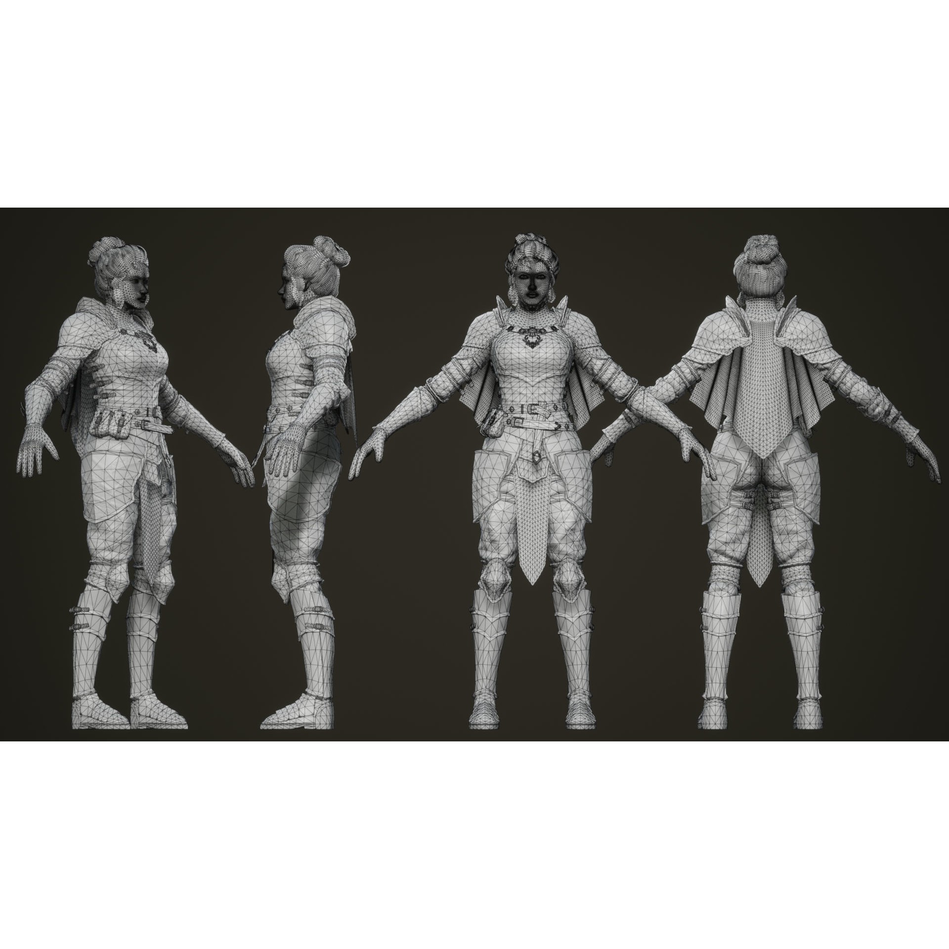 Sentinel Female Knight - Low-Poly Game-Ready 3D Model - View 5