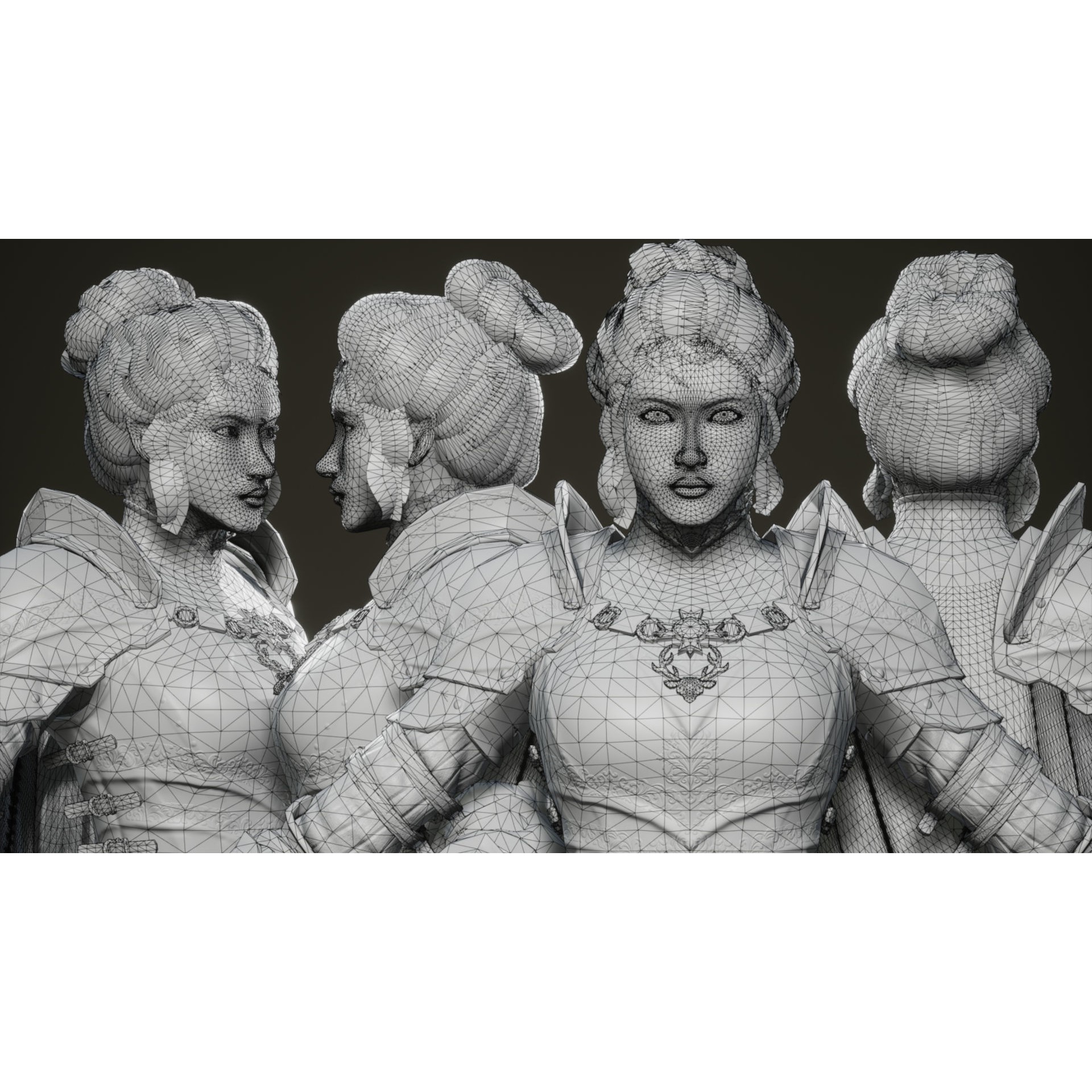 Sentinel Female Knight - Low-Poly Game-Ready 3D Model - View 7