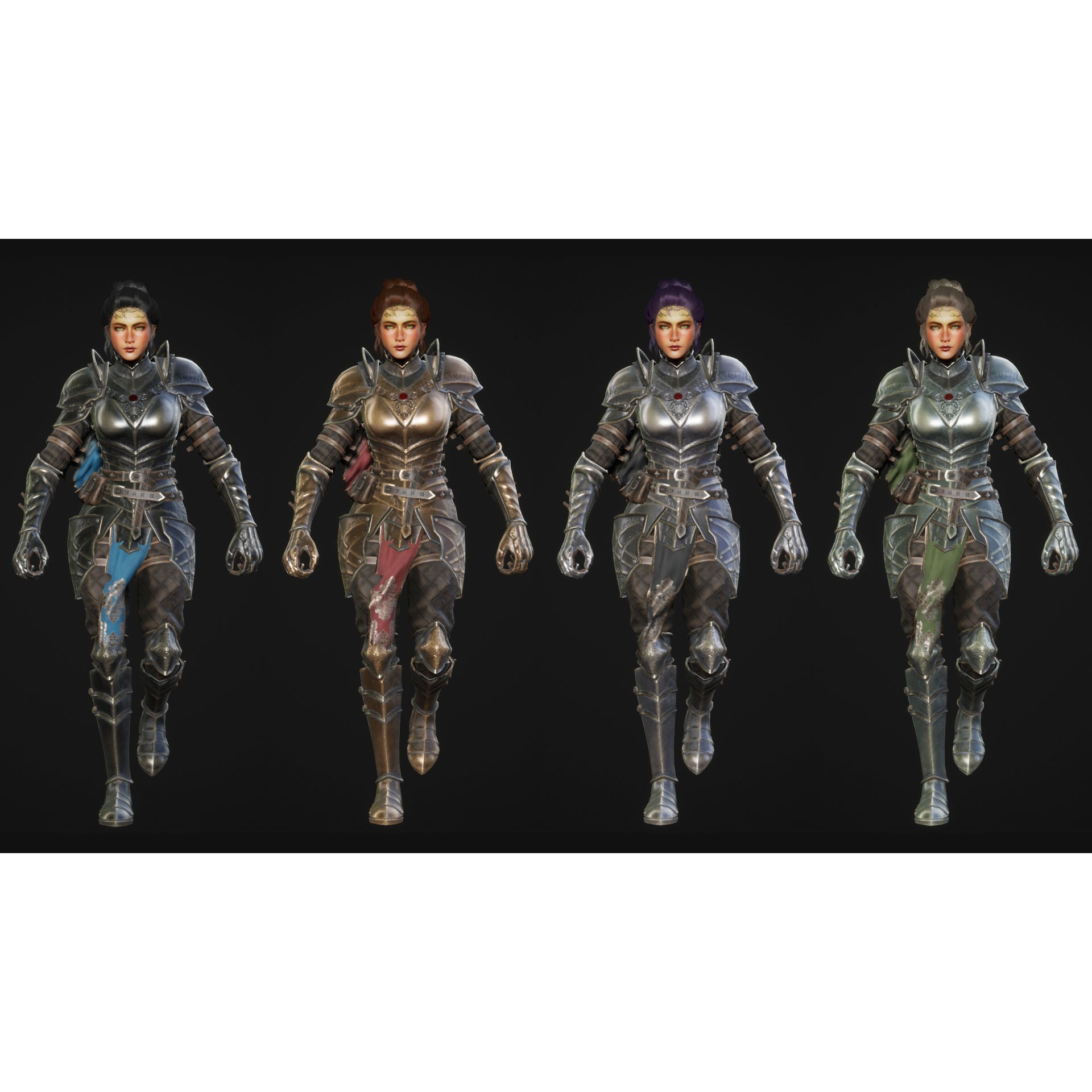 Sentinel Female Knight - Low-Poly Game-Ready 3D Model - View 8