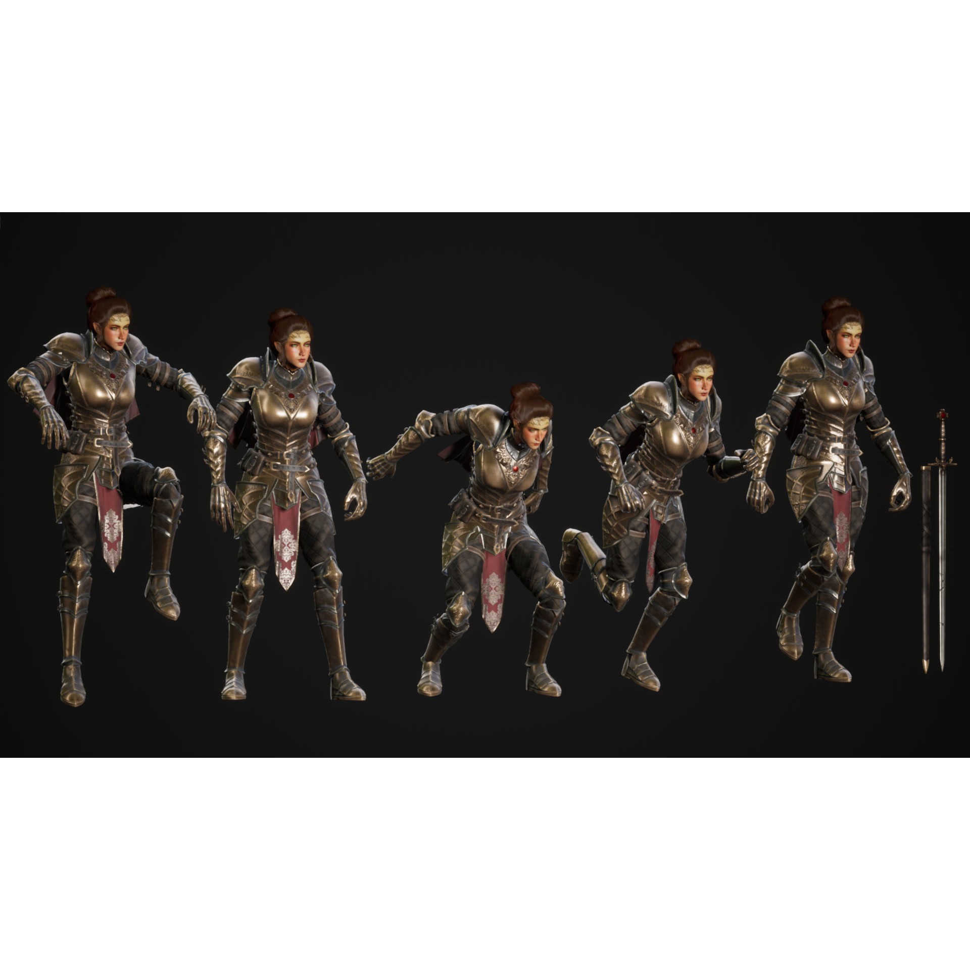 Sentinel Female Knight - Low-Poly Game-Ready 3D Model - View 9