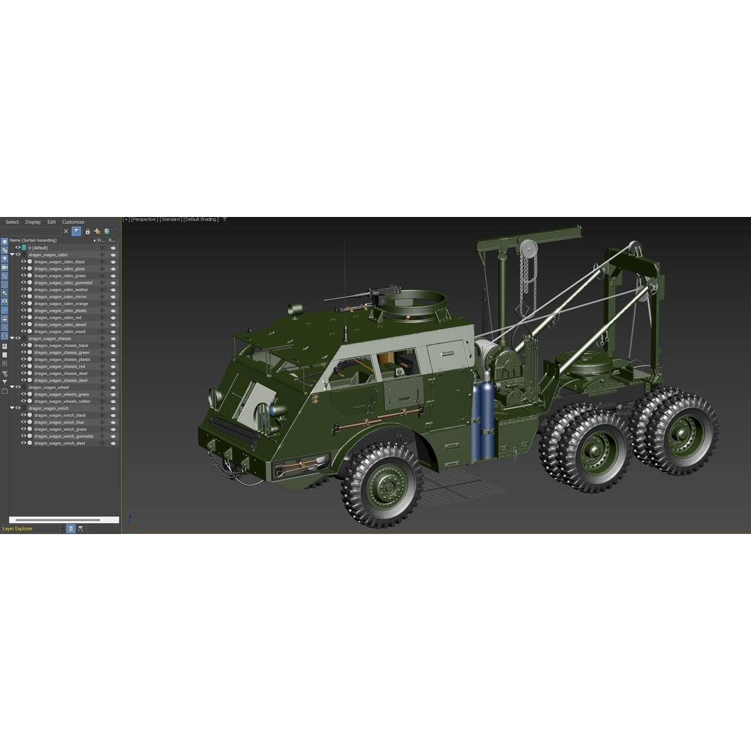 M25 M26 Dragon Wagon 3D Model – High Poly WWII Tank Transporter, FBX, OBJ