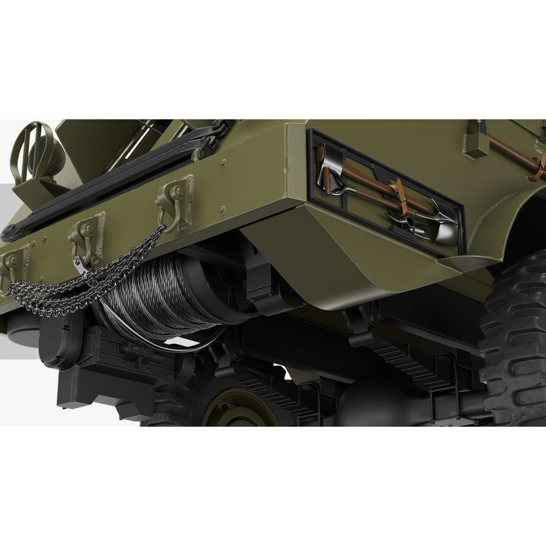 M25 M26 Dragon Wagon 3D Model – High Poly WWII Tank Transporter, FBX, OBJ - View 12