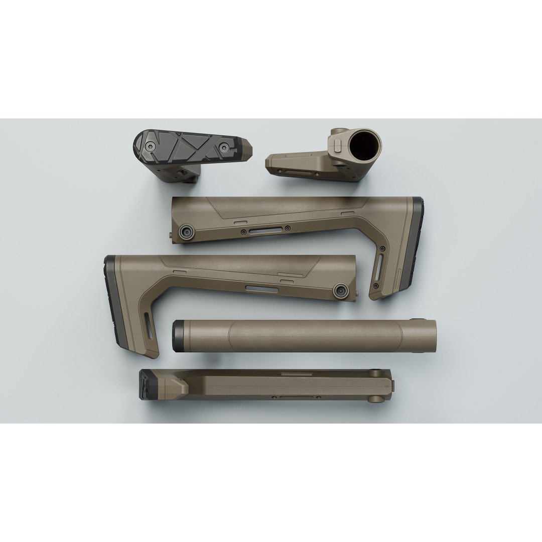 HRS Light Fixed Buttstock 3D Model – Low Poly Game Asset, FBX - View 5