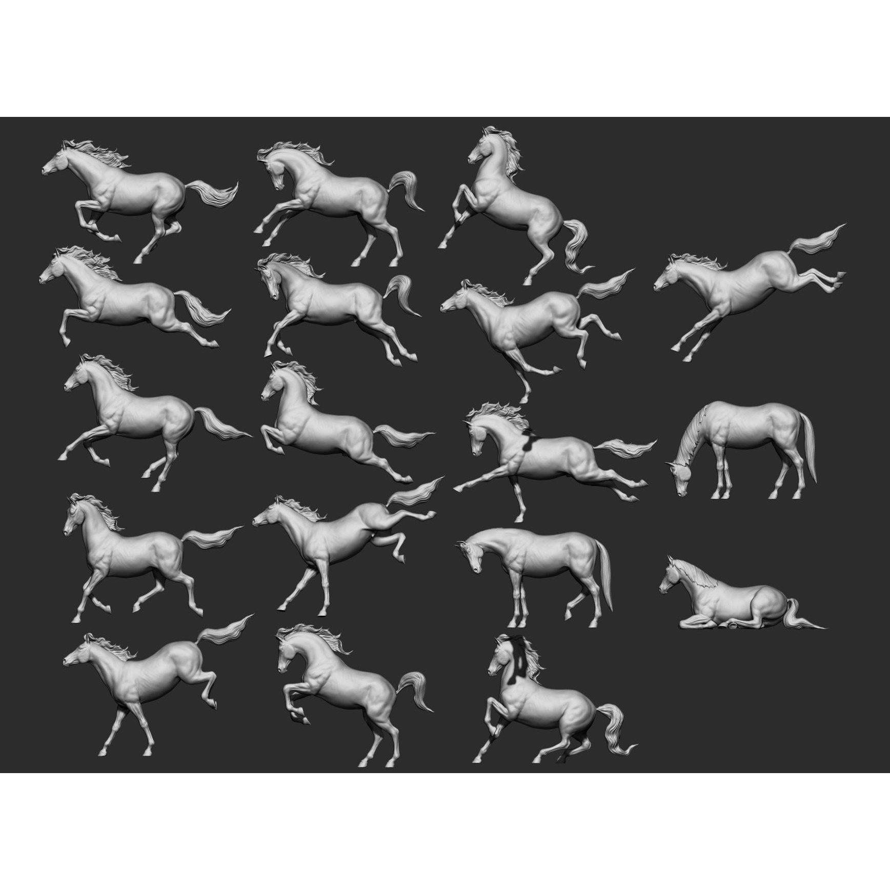 18 Horse Poses - 3D Model