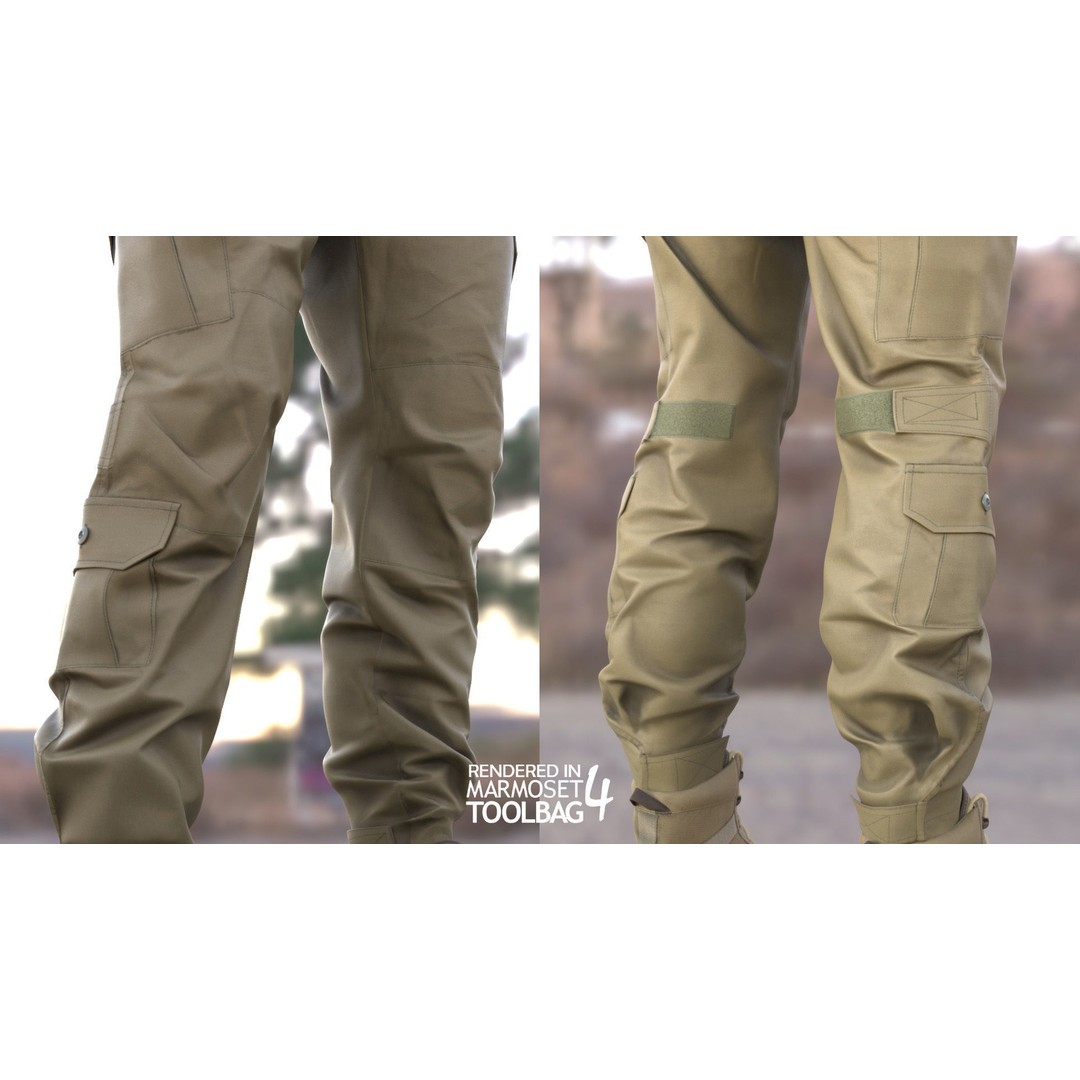 Male Military Outfit 3D Model – Low Poly Rigged Camo Uniform, FBX, Blender - View 10