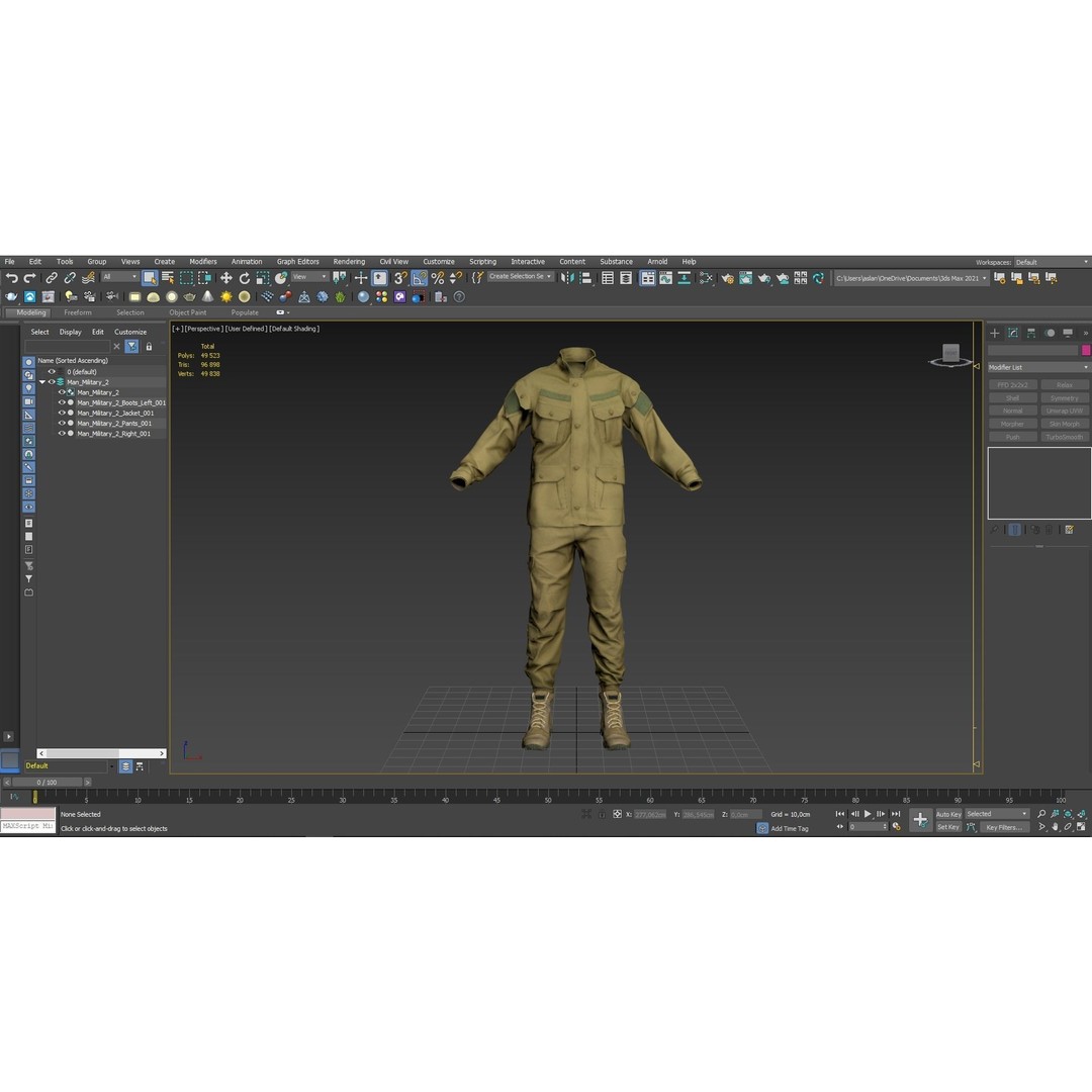 Male Military Outfit 3D Model – Low Poly Rigged Camo Uniform, FBX, Blender - View 4