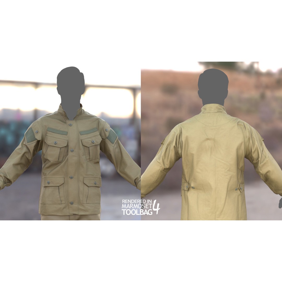 Male Military Outfit 3D Model – Low Poly Rigged Camo Uniform, FBX, Blender - View 8