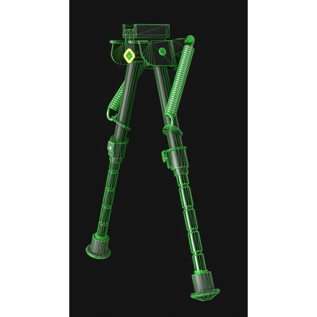 Harris Bipod 3D Model – Low Poly Game Asset, FBX & OBJ Formats - View 6