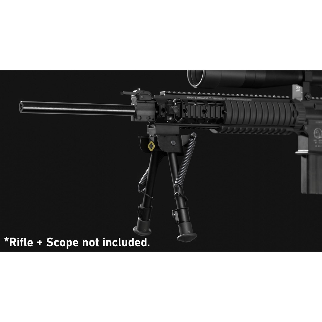 Harris Bipod 3D Model – Low Poly Game Asset, FBX & OBJ Formats - View 8