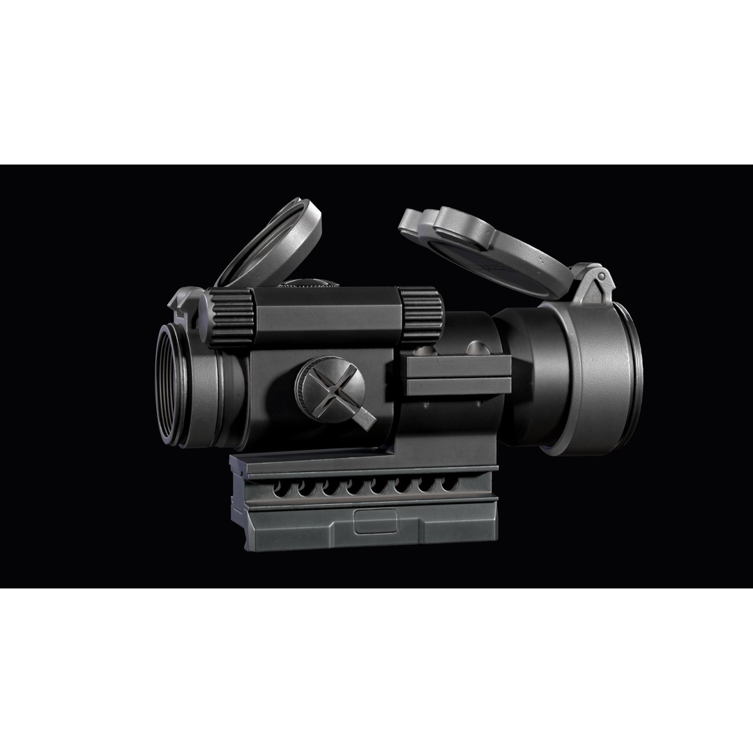 Red Dot Reflex Sight 3D Model – Low Poly PBR Game Asset, FBX - View 8