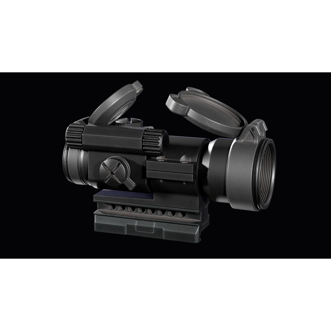 Red Dot Reflex Sight 3D Model – Low Poly PBR Game Asset, FBX - View 9