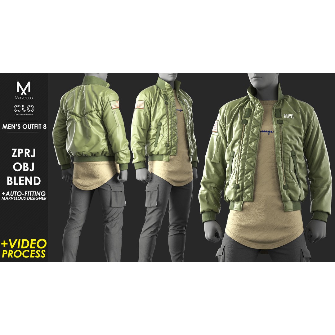 Mens Outfit 3D Model – Marvelous Designer Urban Fashion, FBX, OBJ