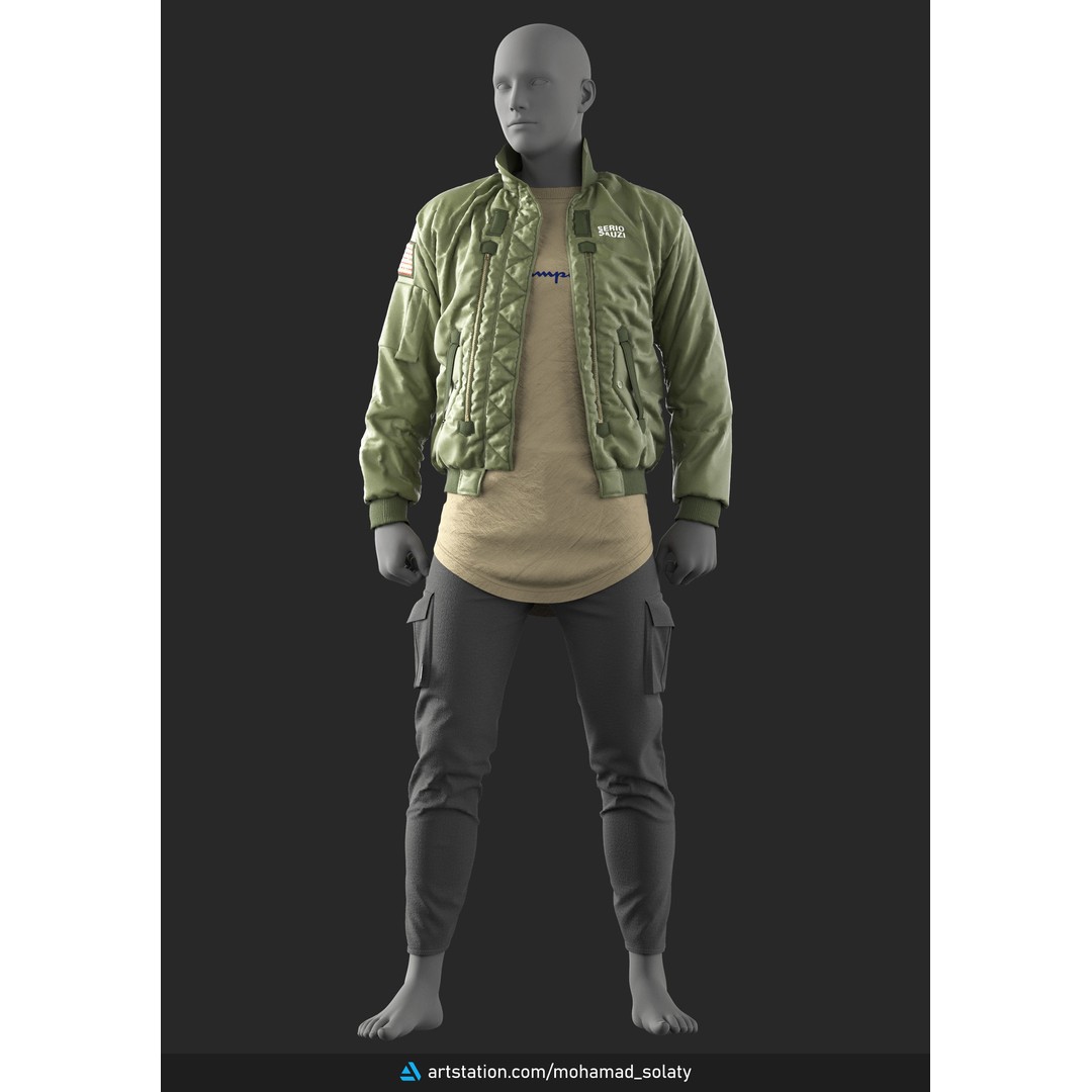 Mens Outfit 3D Model – Marvelous Designer Urban Fashion, FBX, OBJ - View 10