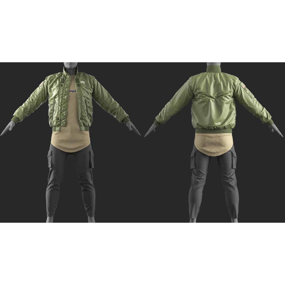Mens Outfit 3D Model – Marvelous Designer Urban Fashion, FBX, OBJ - View 3