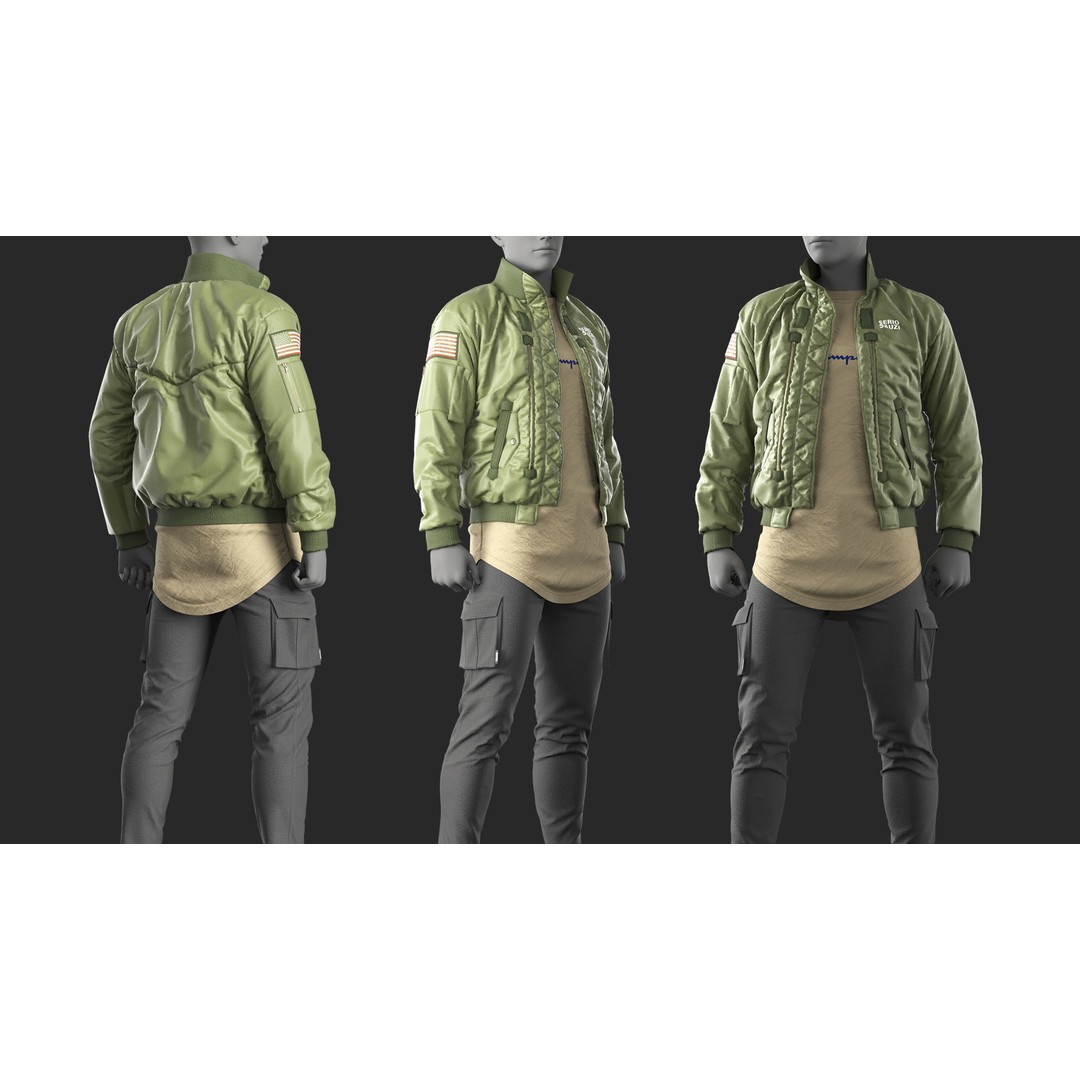 Mens Outfit 3D Model – Marvelous Designer Urban Fashion, FBX, OBJ - View 4