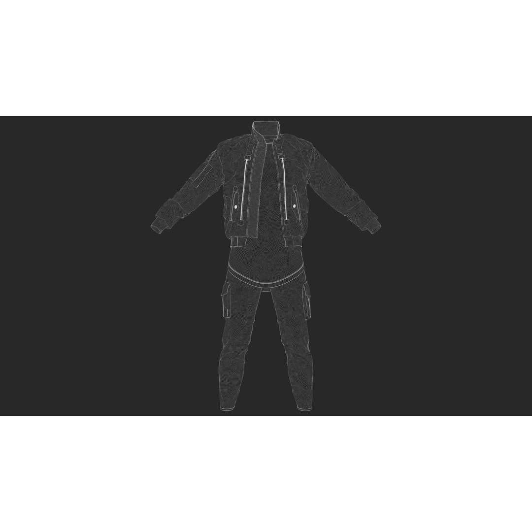 Mens Outfit 3D Model – Marvelous Designer Urban Fashion, FBX, OBJ - View 6