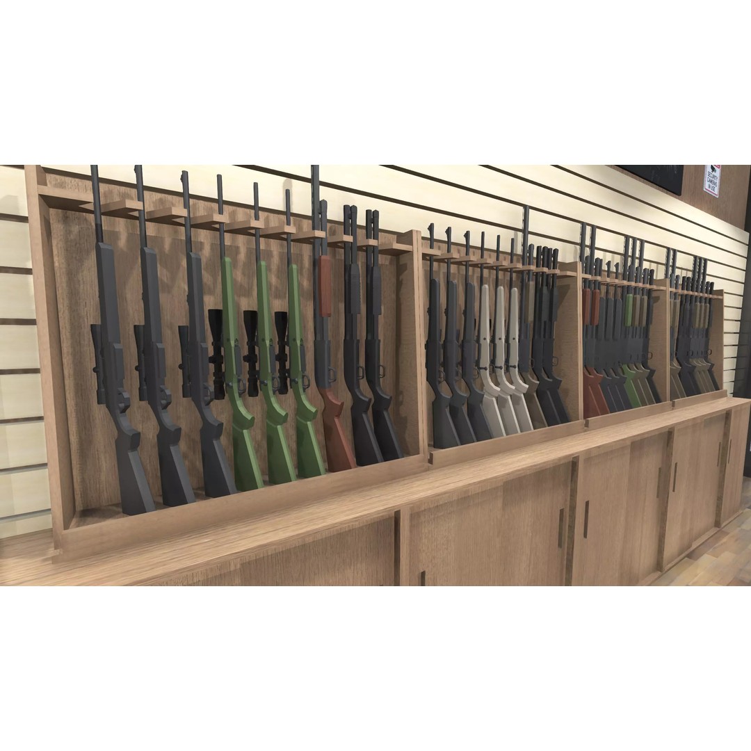 Gun Shop 3D Model – Low Poly Interior with Weapons, FBX