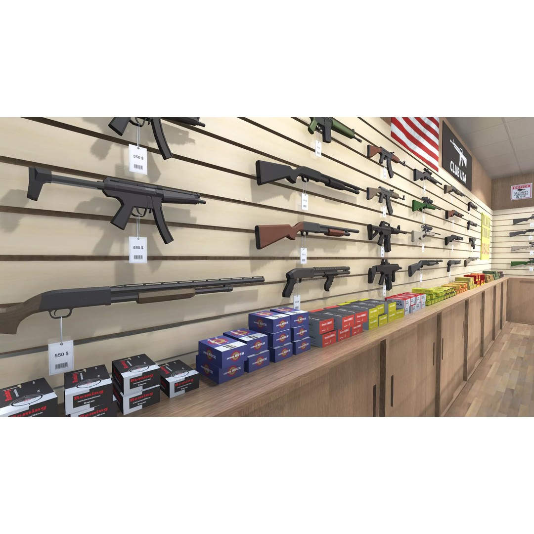 Gun Shop 3D Model – Low Poly Interior with Weapons, FBX - View 10