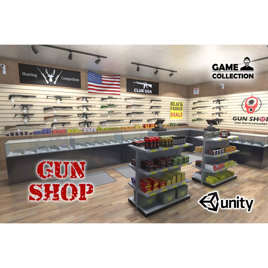 Gun Shop 3D Model – Low Poly Interior with Weapons, FBX - View 2