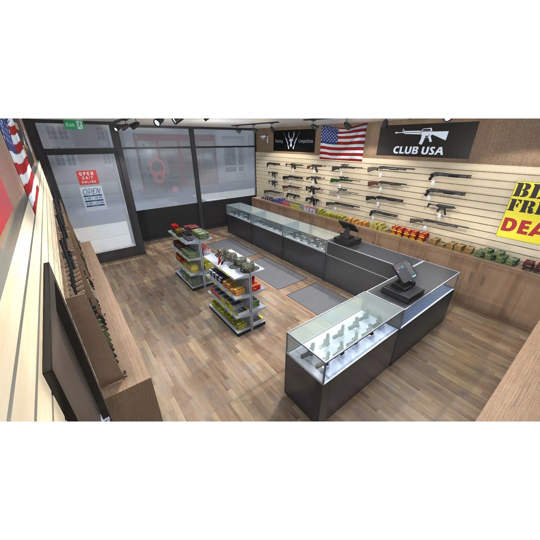 Gun Shop 3D Model – Low Poly Interior with Weapons, FBX - View 5