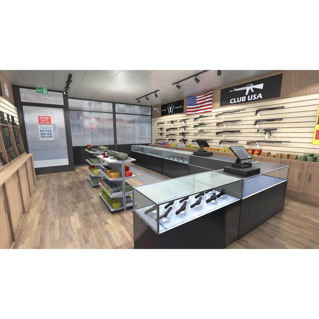 Gun Shop 3D Model – Low Poly Interior with Weapons, FBX - View 6