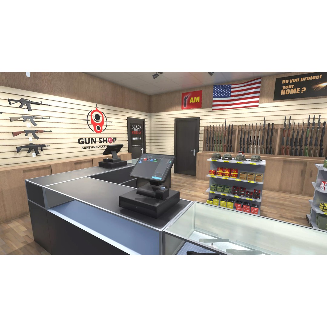 Gun Shop 3D Model – Low Poly Interior with Weapons, FBX - View 7