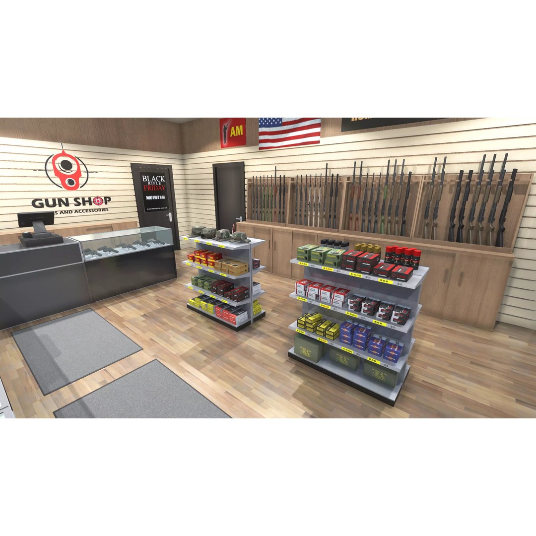 Gun Shop 3D Model – Low Poly Interior with Weapons, FBX - View 8