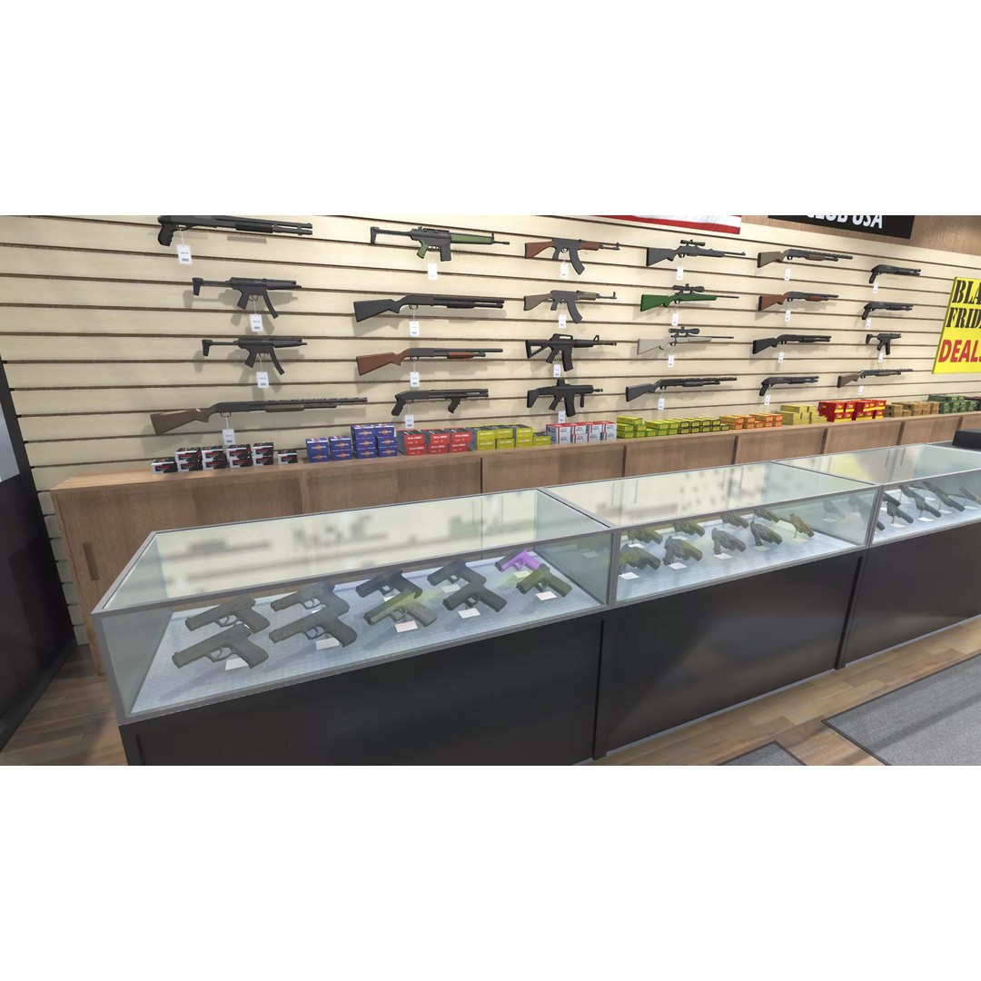 Gun Shop 3D Model – Low Poly Interior with Weapons, FBX - View 9