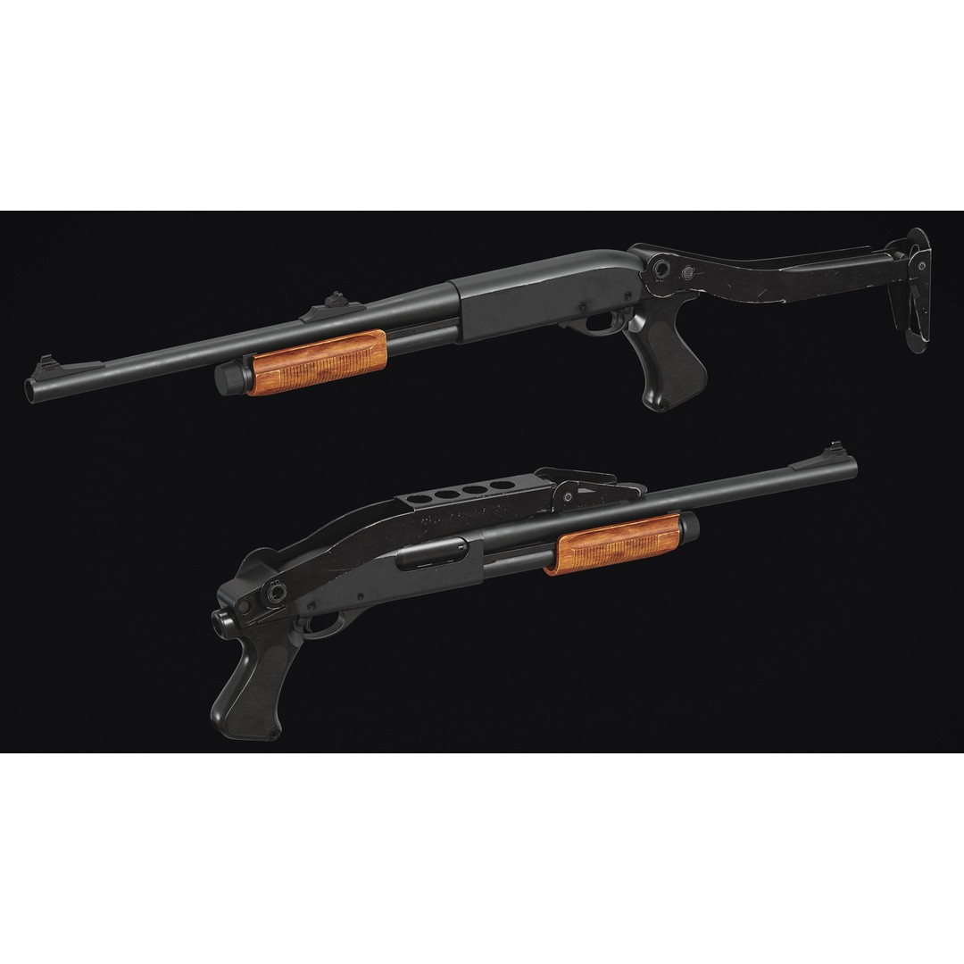 Remington 870 Shotgun 3D Model – Low Poly Game Asset, FBX, PBR - View 10