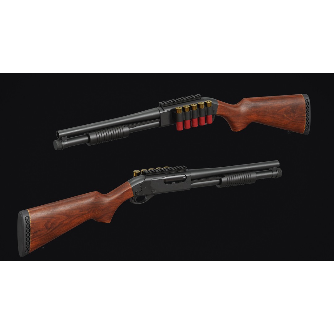 Remington 870 Shotgun 3D Model – Low Poly Game Asset, FBX, PBR - View 11